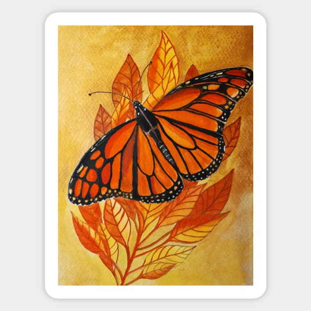 Monarch butterfly watercolour painting Sticker by esvb